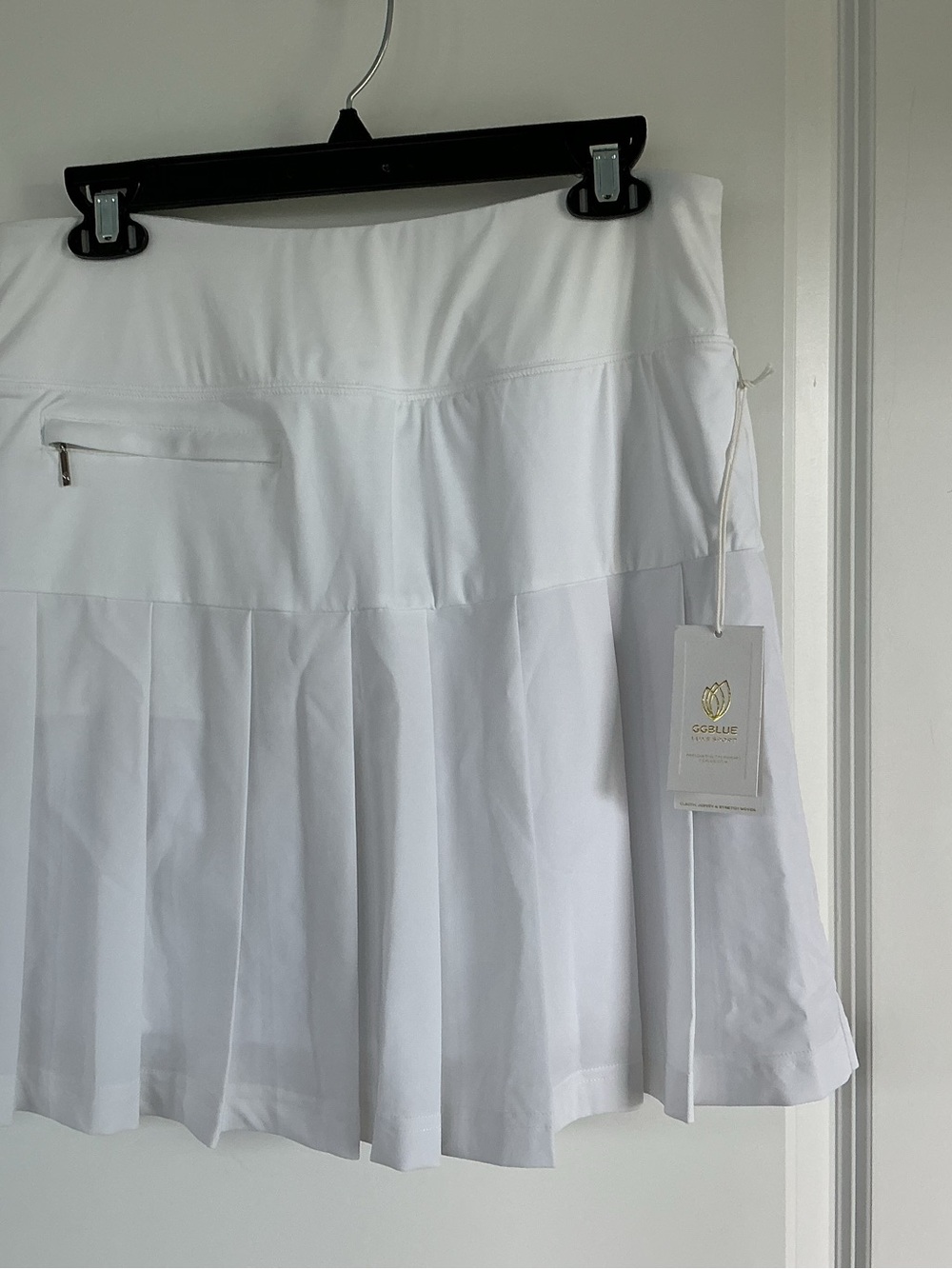 GG blue White Pleated Tennis Skort with Zip Pocket